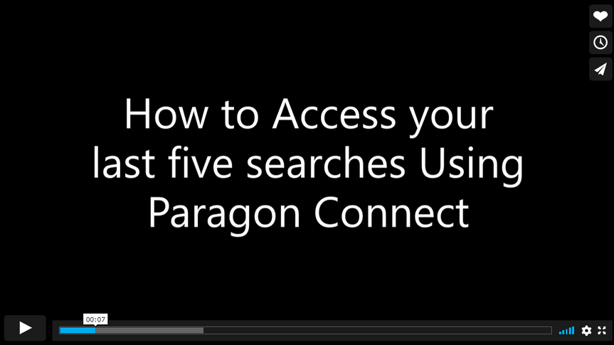 Paragon Connect - How to access your last five searches